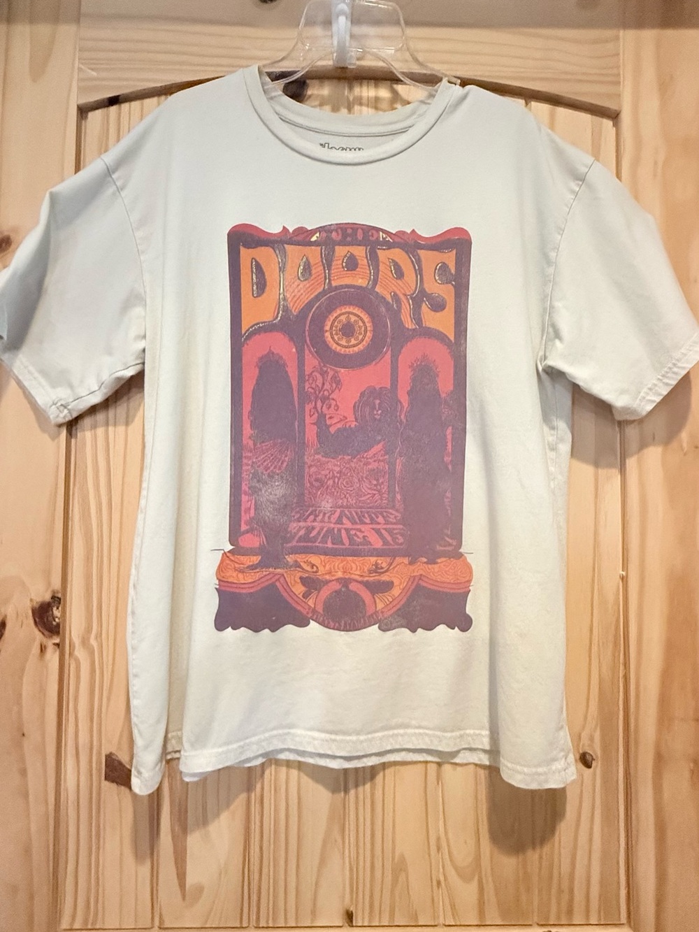 Cream Graphic Tee with Retro Doors Print
